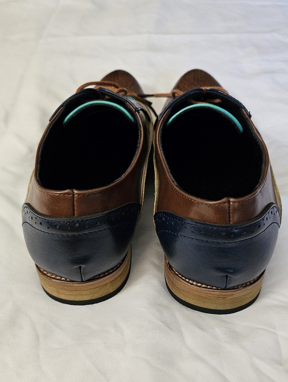 Unique Tri-Tone Faux Leather Lace Up Brogue Oxford Shoes Wingtip Loafers NEW - Picture 7 of 14